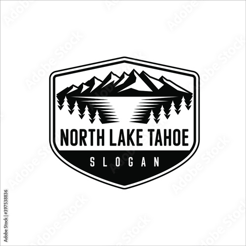 North lake Tahoe with a mountain background and pine trees