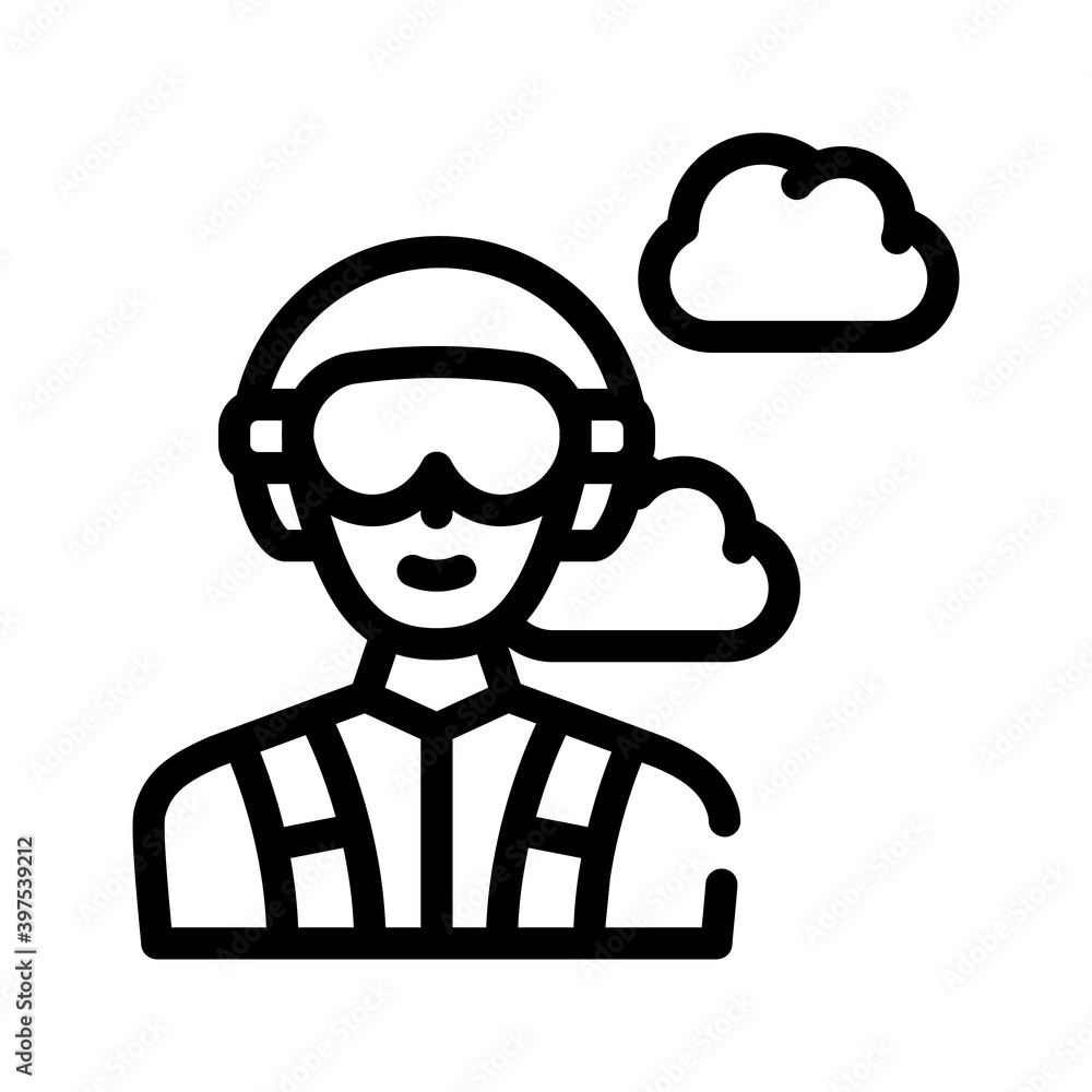 paratrooper worker line icon vector illustration flat paratrooper worker line icon vector illustration flat