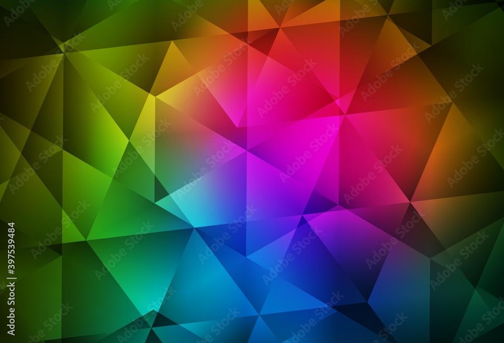 Obraz premium Dark Pink, Green vector gradient triangles template.