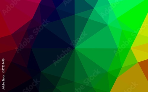 Dark Multicolor  Rainbow vector hexagon mosaic template.