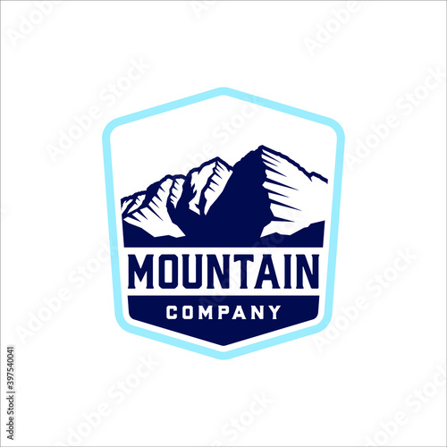 Mountain with classic style badge in a clean design