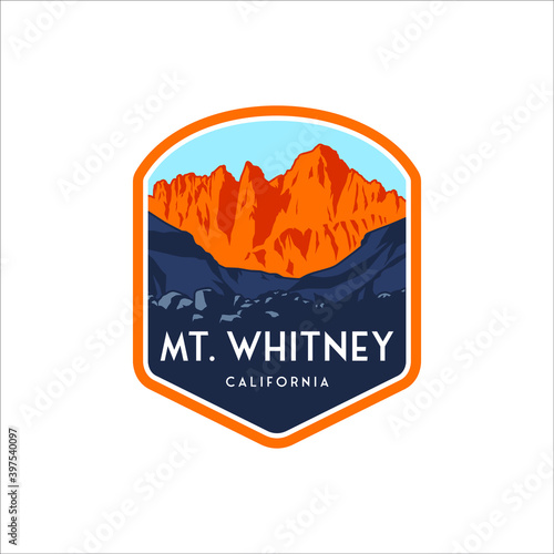 Mount Whitney with a retro style badge in a classic design photo