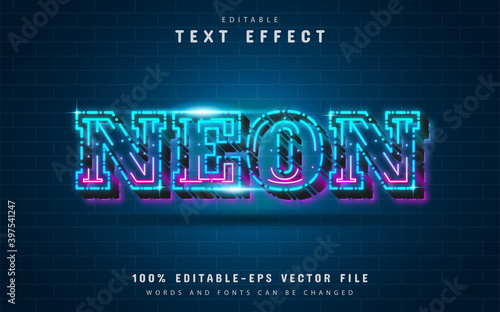 Dashed line neon text effect