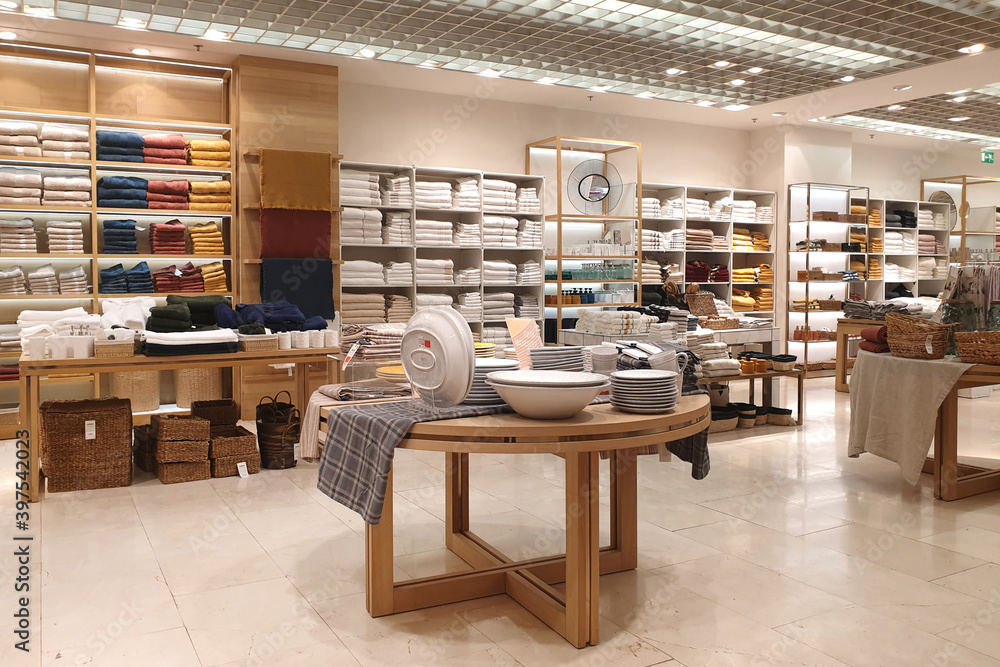 Interior view of Zara Home store in Milan. Zara Home is a company that  belongs to