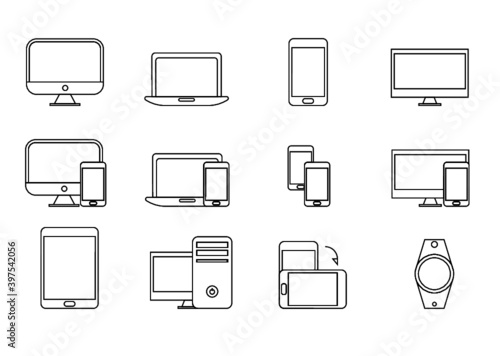 Devices and Electronics line icons