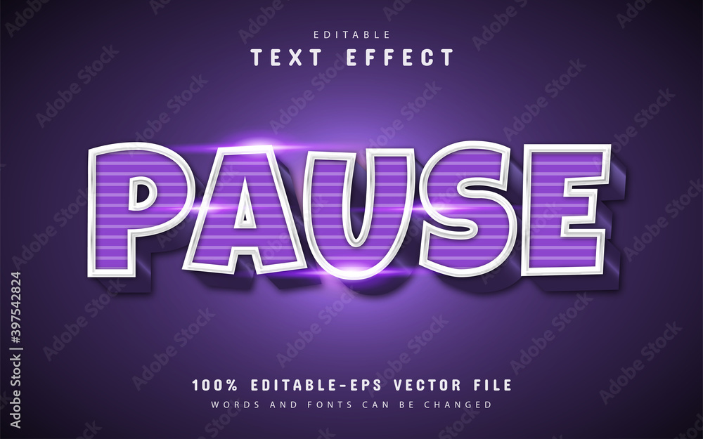 Pause text effect with line pattern Pause text effect with line pattern