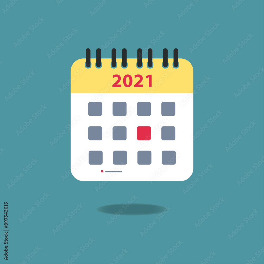 Vector illustration of calender 2021 icon on blue background Vector illustration of calender 2021 icon on blue background