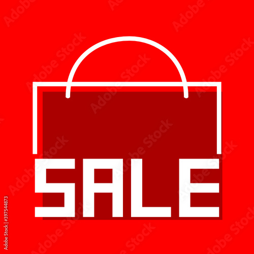simple sale lettering word and shopping bag vector