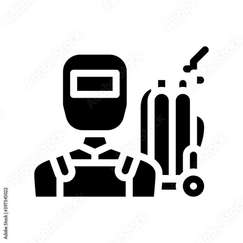 welder worker glyph icon vector illustration black