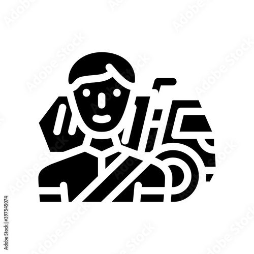 driver worker glyph icon vector illustration black