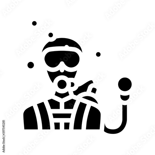 diver worker glyph icon vector illustration black