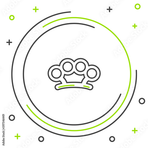 Line Brass knuckles icon isolated on white background. Colorful outline concept. Vector.