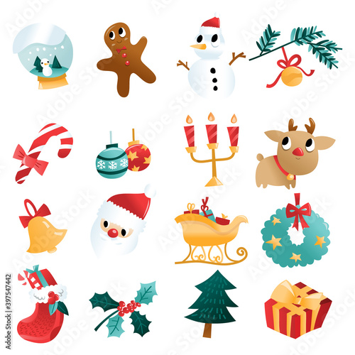 Fun Cartoon Christmas Holiday Decorations Set