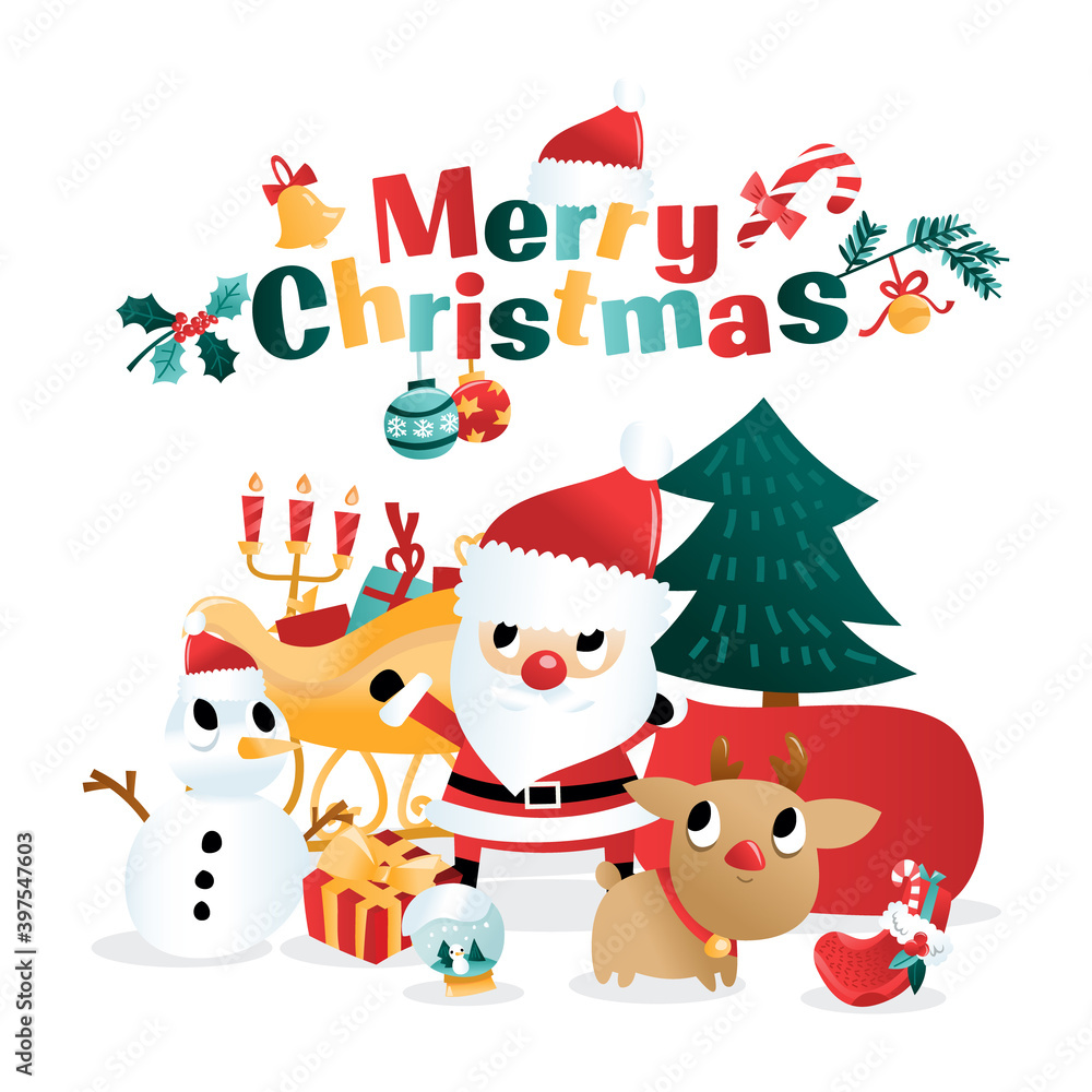 Fun Cartoon Christmas Holiday Scene Fun Cartoon Christmas Holiday Scene