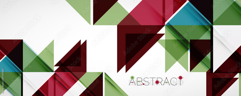Geometric abstract background. Techno color triangle shapes. Vector illustration for covers, banners, flyers and posters and other designs