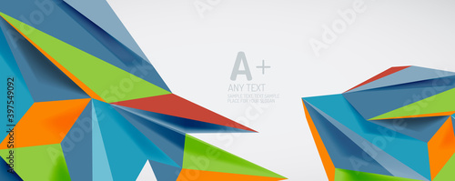 Vector triangle geometric backgrounds. Low poly 3d shape on light backdrop. Vector illustration for covers, banners, flyers and posters and other designs Free Download Vector triangle geometric backgrounds. Low poly 3d shape on light backdrop. Vector illustration for covers, banners, flyers and posters and other designs - GFXLoad