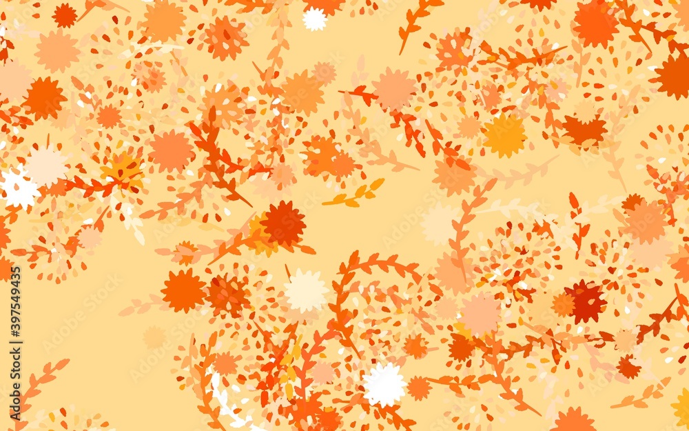 Light Orange vector doodle background with flowers