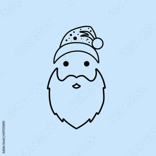 cartoon-like head shape with outline, for Christmas.