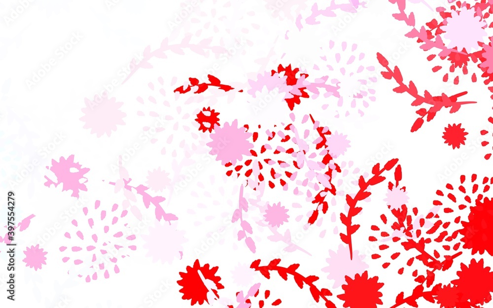 Obraz premium Light Blue, Red vector doodle background with flowers