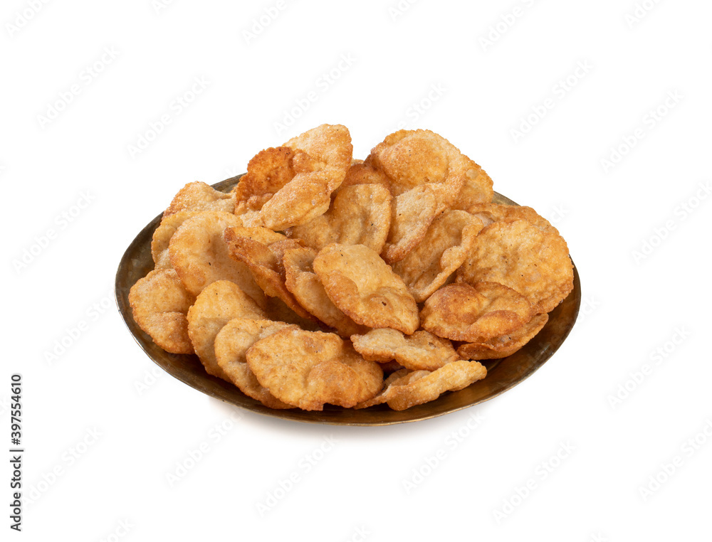 Indian Traditional Street Snack Puri or Gol Gappa on White Background Indian Traditional Street Snack Puri or Gol Gappa on White Background