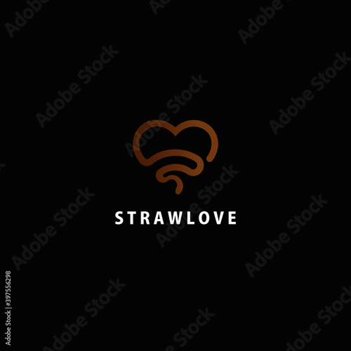 Template Logo Love Icon with variation object | Straw Love