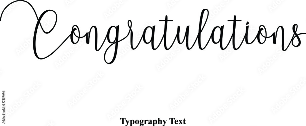 Congratulations Cursive Calligraphy Black Color Text On White ...