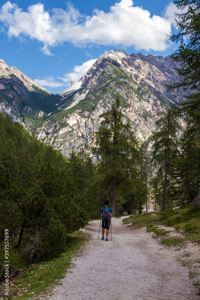 Trekking in the Dolomites mountains