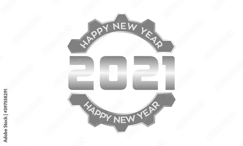 Happy new year 2021 with gear for repair illustration vector design Happy new year 2021 with gear for repair illustration vector design