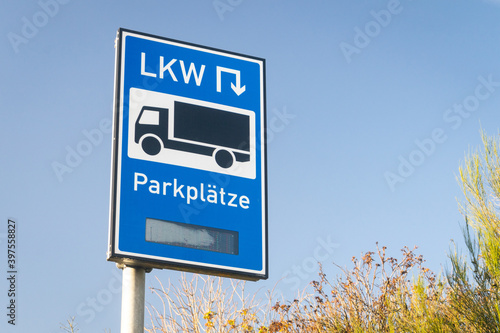 Sign of a truck parking station with led numbers field
