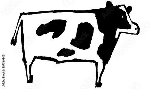 ルーズなラインの牛のイラスト Loose line cow illustration