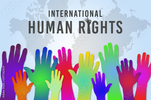 International Human Rights Day concept, raise hand up - illustration