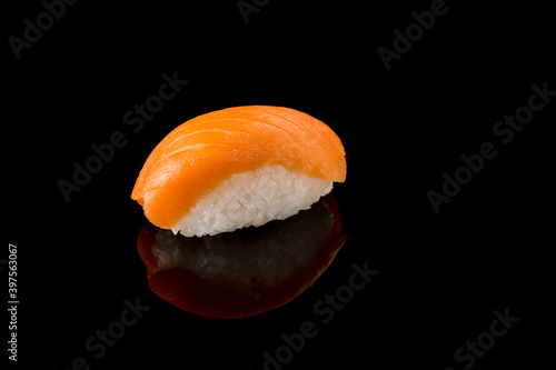 Sushi, a piece of fish with rice. Japanese food