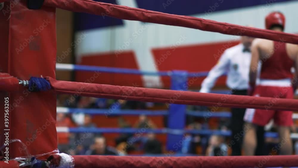 Vidéo Stock Boxing Match In The Ring. Two Participants Competing With ...