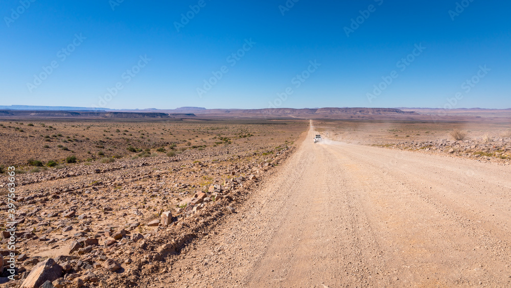 Road trip on gravel roads to Ai-Ais, Namibia.