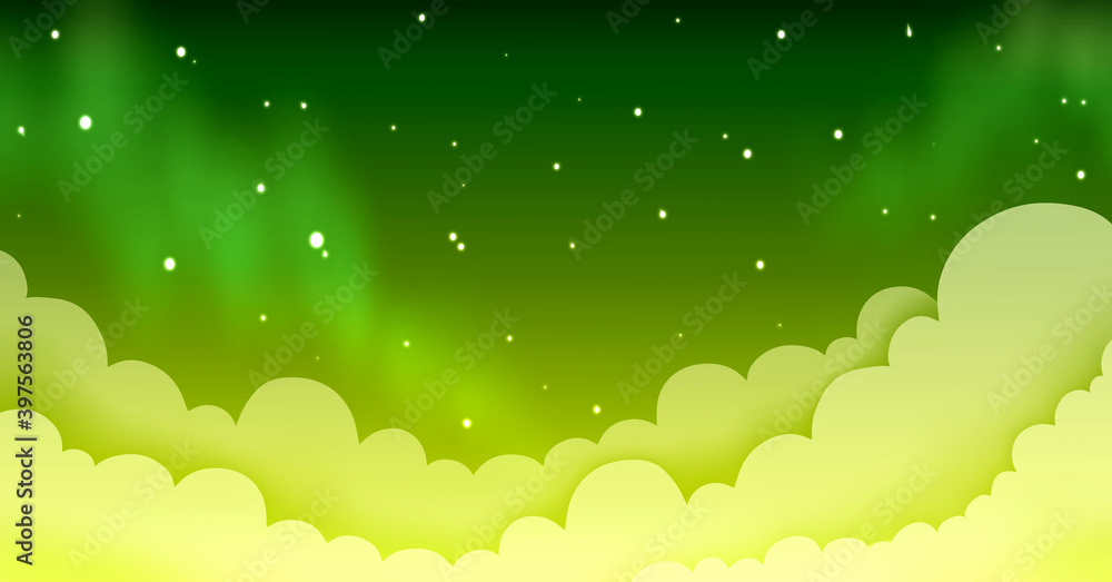 Obraz premium 背景素材 夜空 雲 風景 星 緑