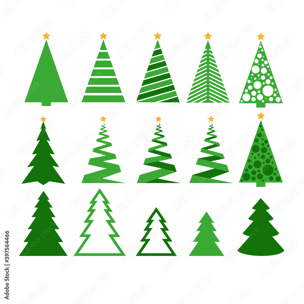 Obraz premium Modern abstract Christmas tree icons set