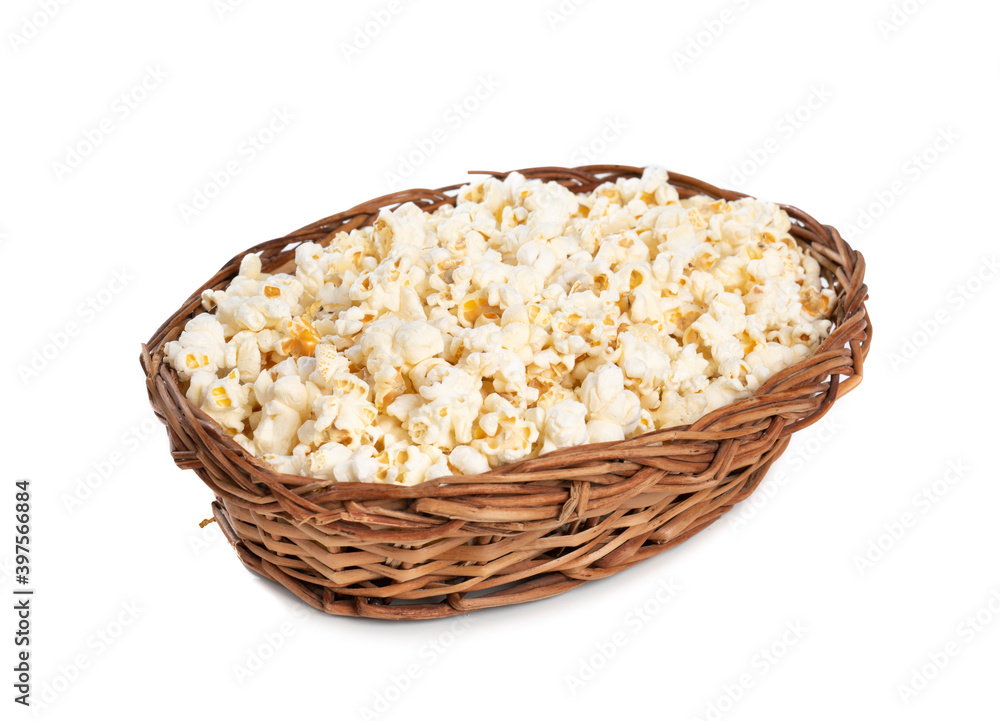 Tasty Spicy Homemade Popcorn on White Background Tasty Spicy Homemade Popcorn on White Background