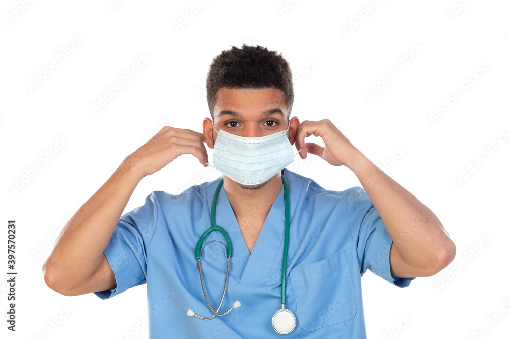 Latin doctor with mask in times of coronavirus isolated Latin doctor with mask in times of coronavirus isolated