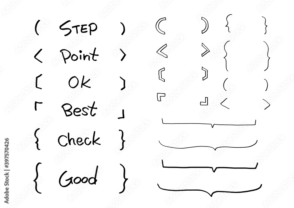 おしゃれでシンプルな手書き風素材と文字のセット かっこ ふきだし 枠 Stock イラスト Adobe Stock