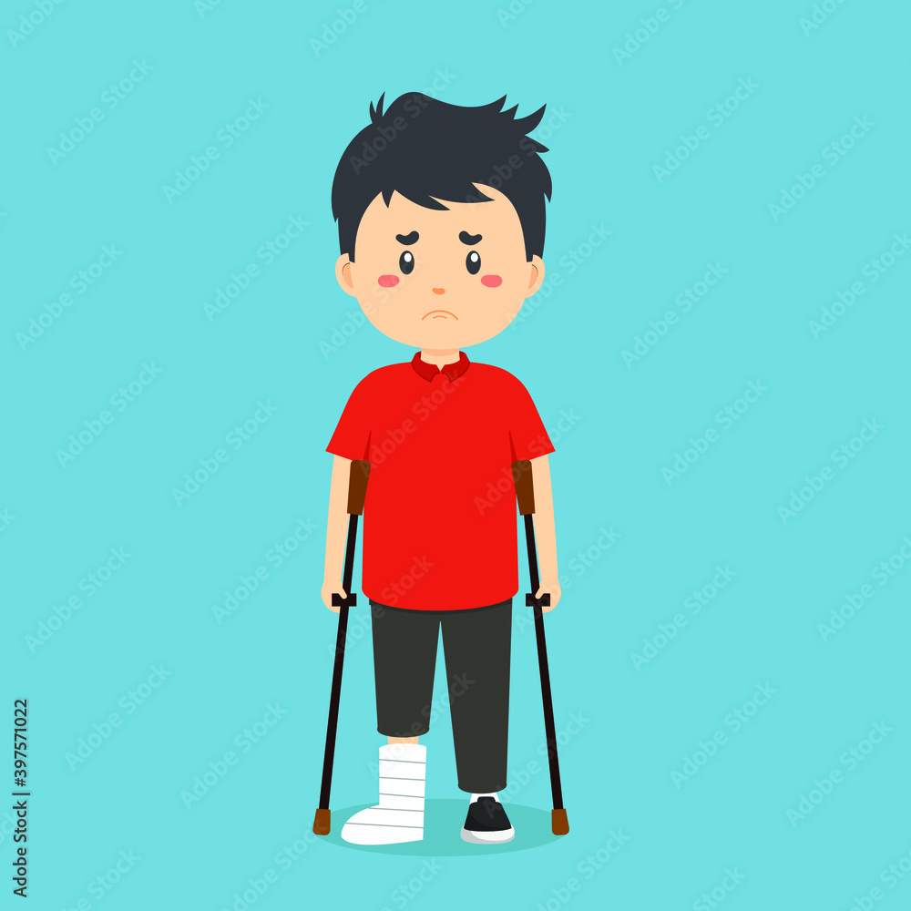 Stock Vector Wounded Man with Crutches Stock Vector Wounded Man with Crutches