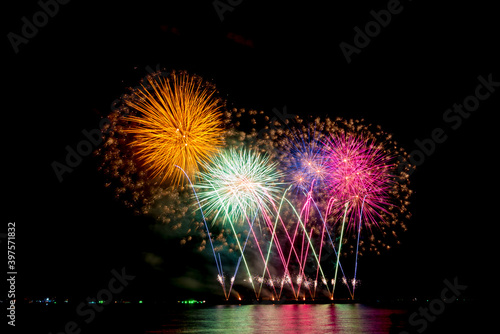 Fireworks light up the sky during the New Year festivities.