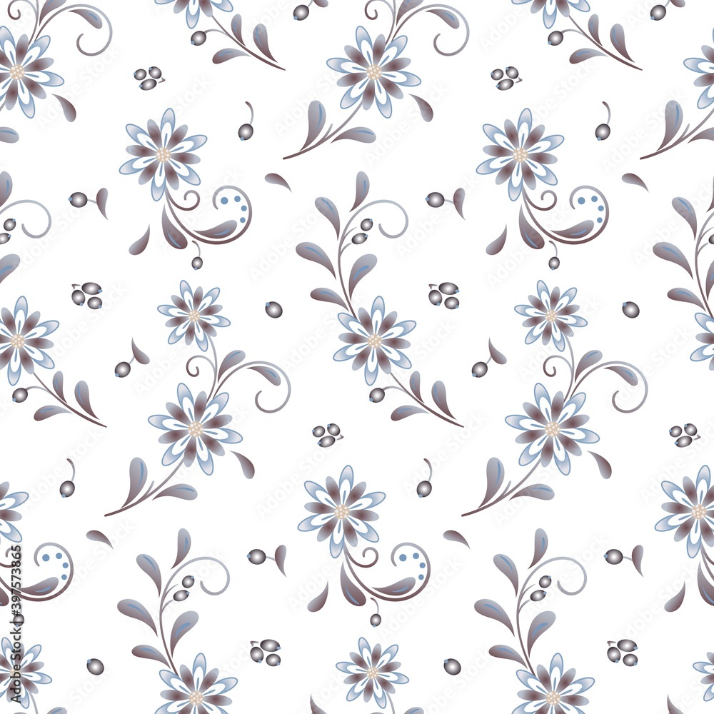 seamless floral pattern with sprigs of daisy flowers