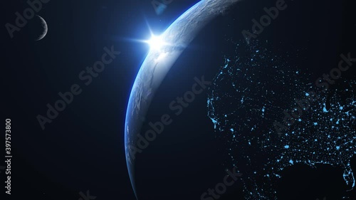 Earth rotating from orbit. Looping 3D planet earth animation.
