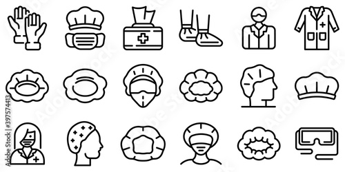 Hair cover icons set. Outline set of hair cover vector icons for web design isolated on white background