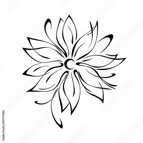 Fototapeta Naklejka Na Ścianę i Meble -  ornament 1415. one stylized full blooming flower without a stem in black lines on a white background