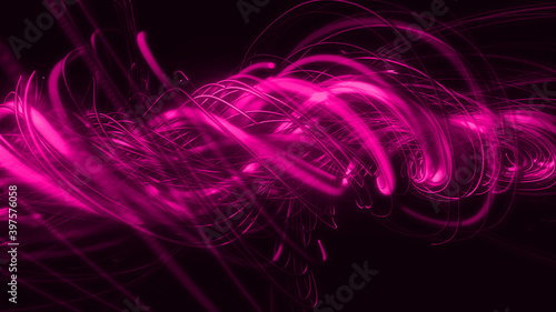 Glowing Lines Particles Flow Multi color strings, Rays Backdrop illustration background. © vjtar