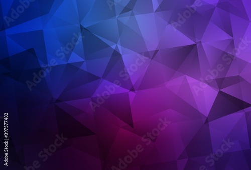 Dark Pink, Blue vector gradient triangles template.