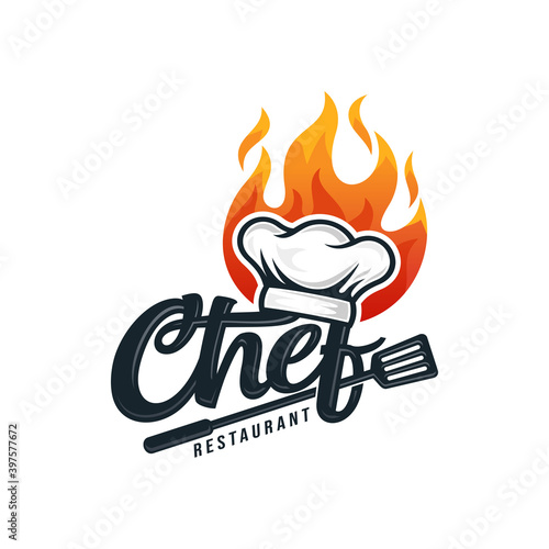 Hot Chef Logo Design Vector Template