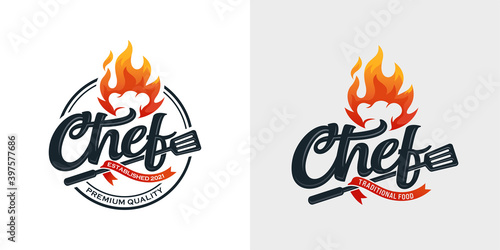 Hot Chef Logo Design Vector Template
