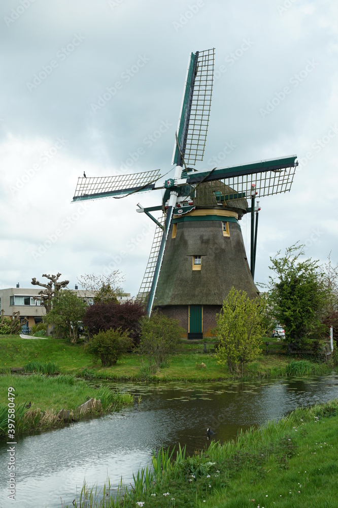 Zijlaan Mill, Zijllaanmolen, Windmill in Leiderdorp, Netherlands, April 2017
